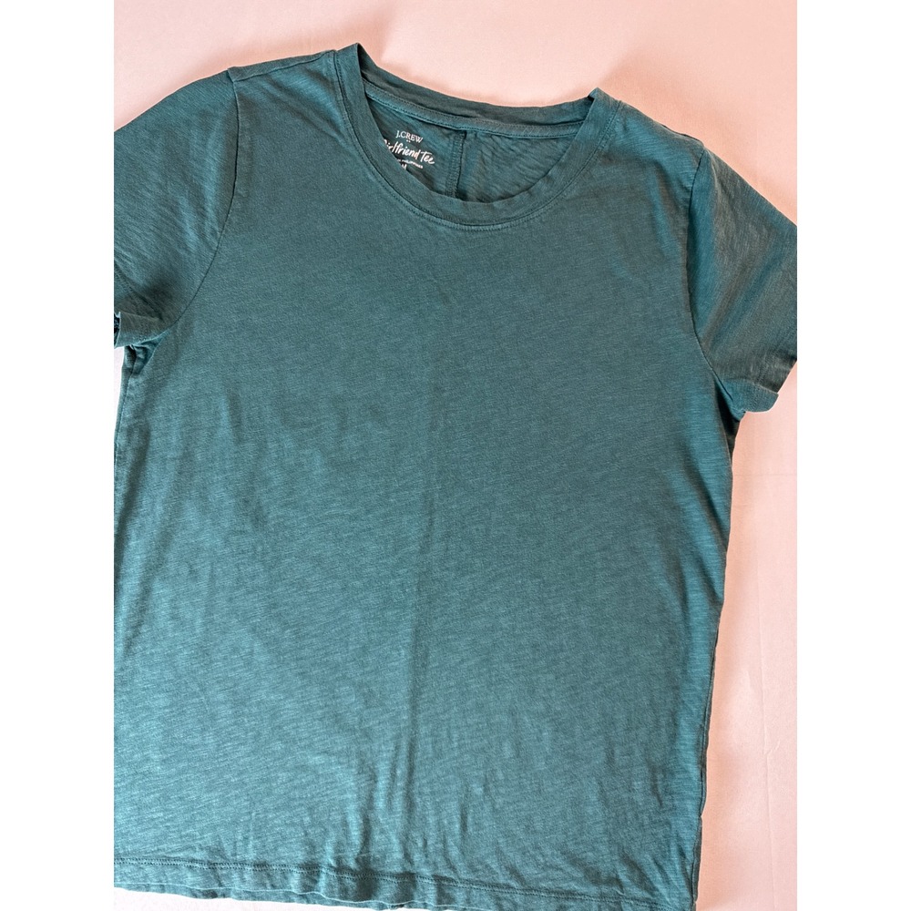 J.Crew Factory Girlfriend Tee Womens M Teal Green 100% Cotton Slub AJ089